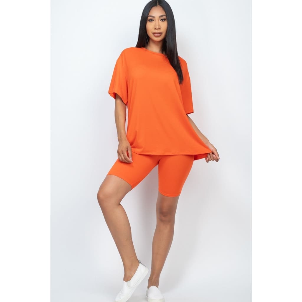 Loose Fit Top And Bike Shorts Set