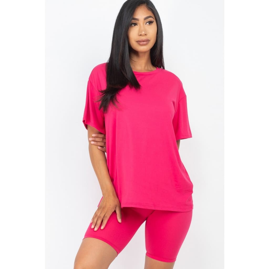Loose Fit Top And Bike Shorts Set