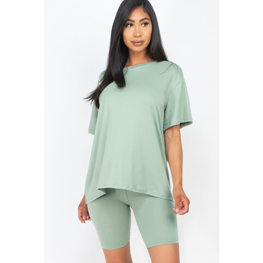 Loose Fit Top And Bike Shorts Set