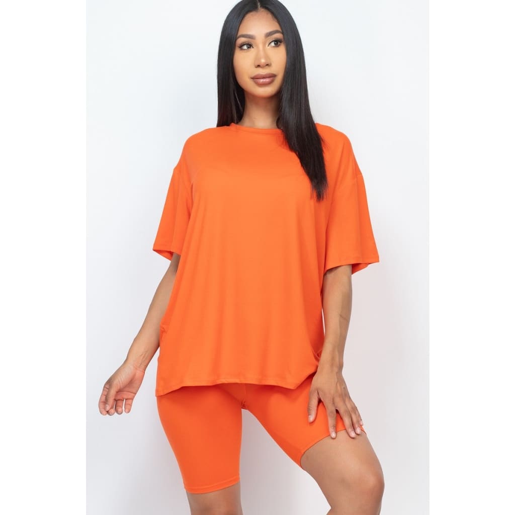 Loose Fit Top And Bike Shorts Set