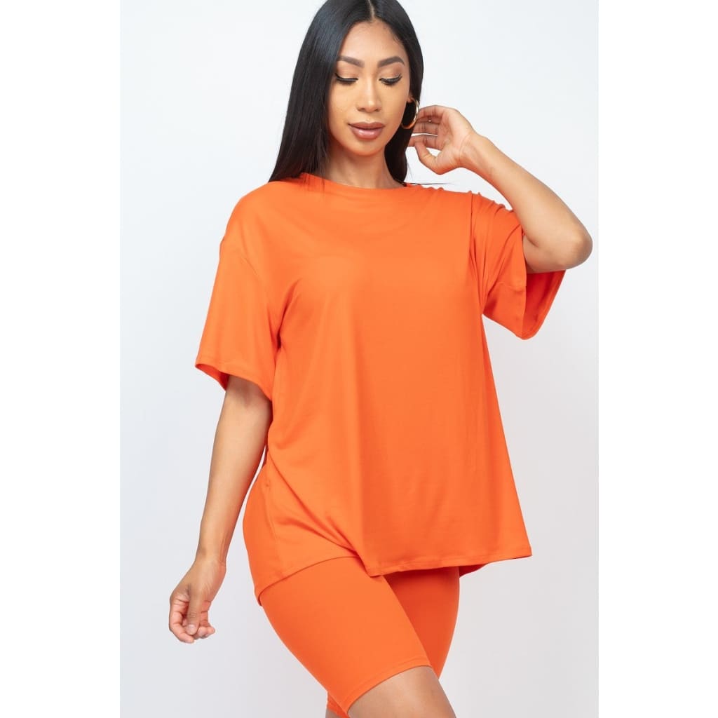 Loose Fit Top And Bike Shorts Set