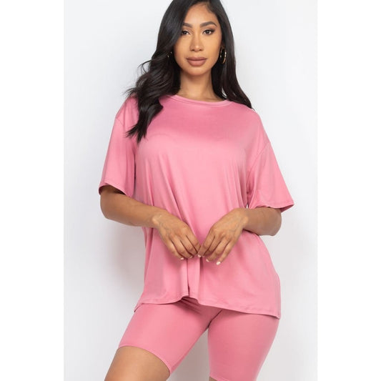 Loose Fit Top And Bike Shorts Set