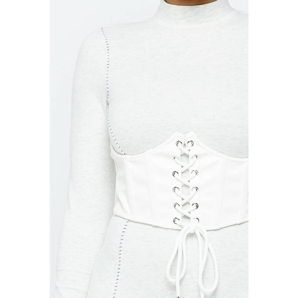 Mock Neck Long Sleeve Bodycon Mini W Bustier Detail And 