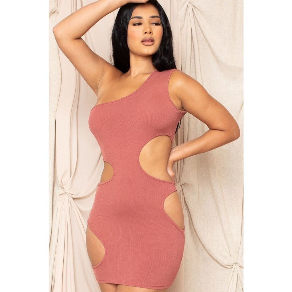 One Shoulder Cutout Mini Dress