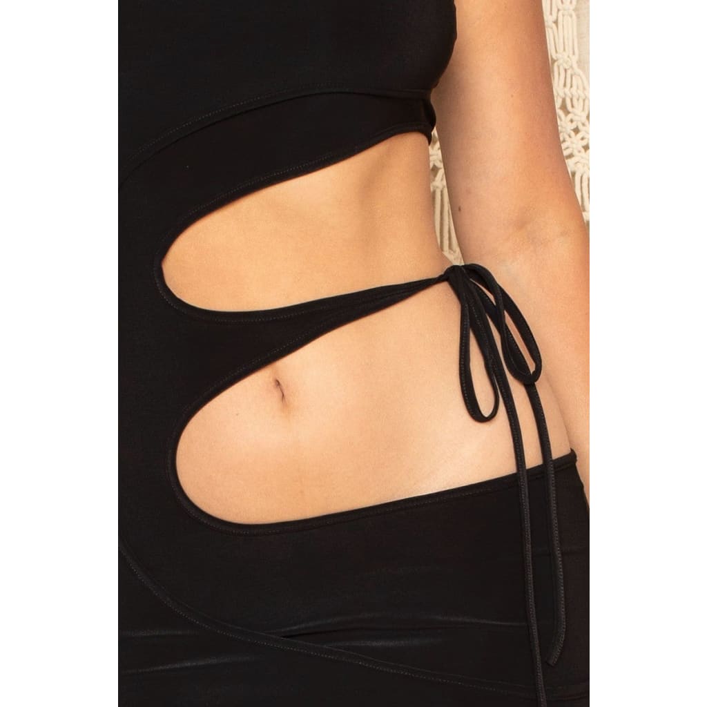 One Shoulder Waist Tie Mini Dress