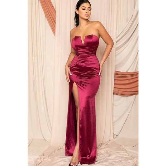 Satin Tube Top Maxi Dress