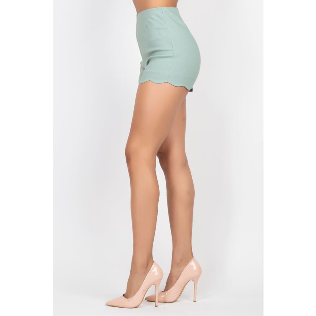 Scallop Hem Blazer Jacket & Mini Shorts Set