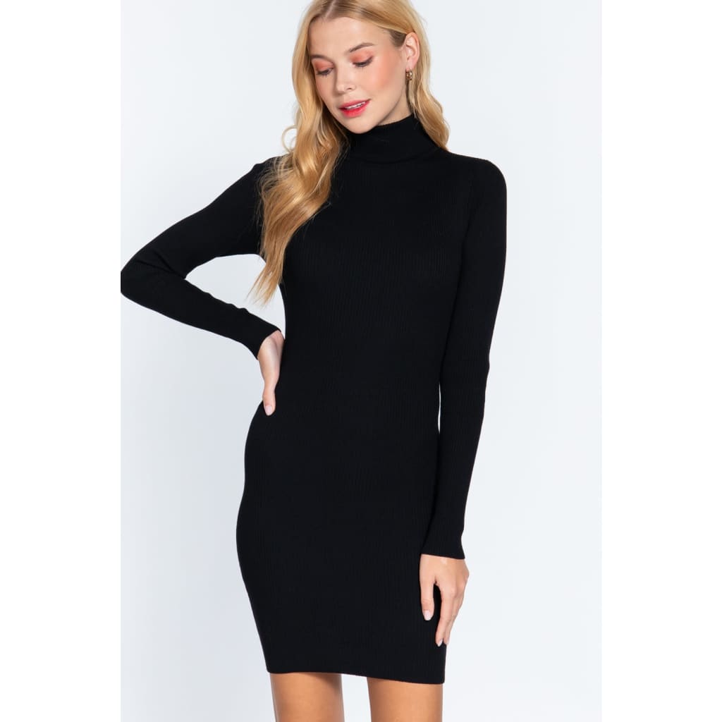 Turtle Neck Sewater Mini Dress