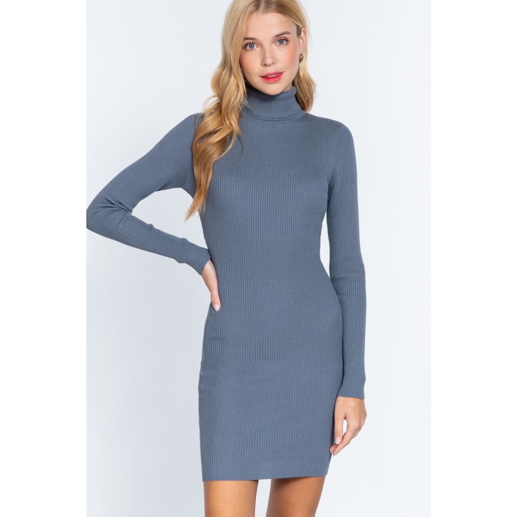 Turtle Neck Sewater Mini Dress
